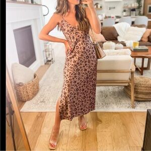 a new day Brown Leopard Print Midi Dress